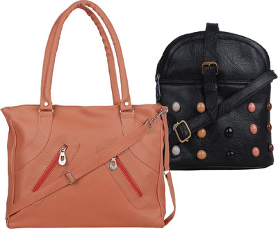 

Element cart Shoulder Bag(Black, Pink)
