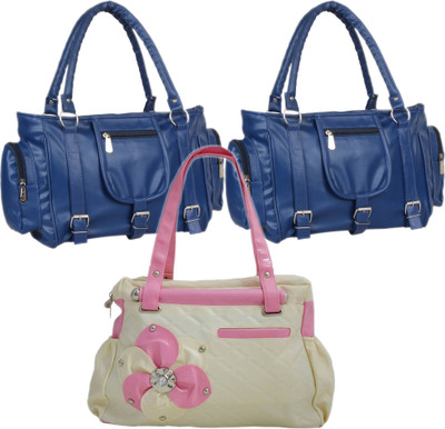 

Mountrex Hand-held Bag(Blue, Beige), Beige;blue