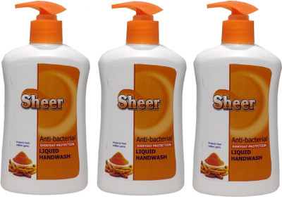

sheer Hand wash haldi Chandan (Pack of 3 ,200ml each)(200 ml, Pump Dispenser, Pack of 3)