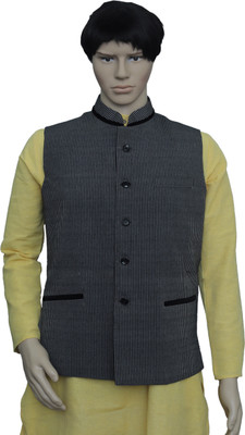 PUNEKAR COTTON KHADI Sleeveless Striped Men Jacket Flipkart