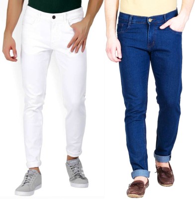 Masterly Weft Slim Men White, Blue Jeans(Pack of 2)