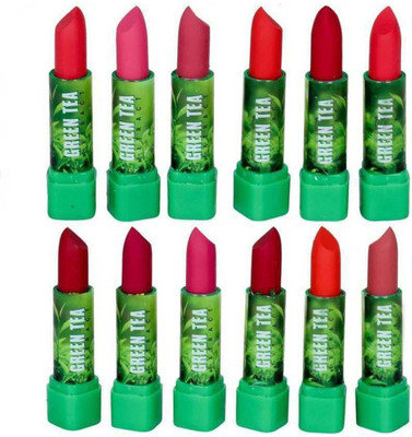 

GreenViji Green Tea Extract Multi color Lipstick Set of 12(Multicolor, 5 g)