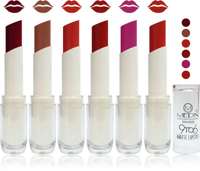 

Medin paris 9 TO 6 matte lipstick feel the best color choice cosmetics makeup combo set of 6 color(l maroon l purple maroon red coffee brown skin brown)