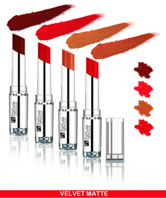 

Forsure Maroon,Romantic Red,Brick Nude,Hot Red Silky & Soft Touch VELVET MATTE LIPSTICK(Maroon,Romantic Red,Brick Nude,Hot Red, 16 g)