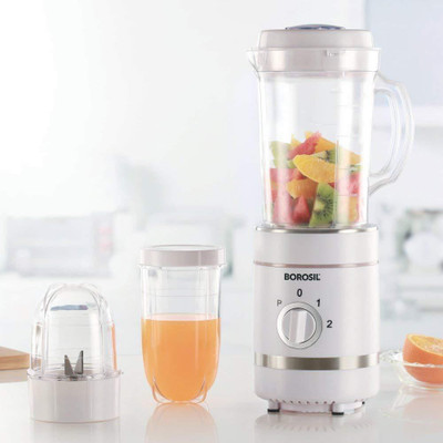 

Borosil NUTRIFRESH Smoothie Maker White 400 Juicer Mixer Grinder(White, 3 Jars)
