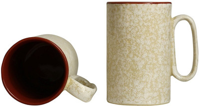 

caffeine Coffee Ceramic/Stoneware in Cream Crackle & Brown Regular (Set of 2) Handmade Ceramic Mug(300 ml, Pack of 2)