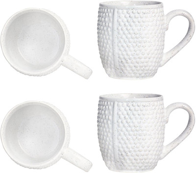 

caffeine Coffee stoneware In White Bubble (Set Of 4) Handmade Ceramic Mug(200 ml, Pack of 4)