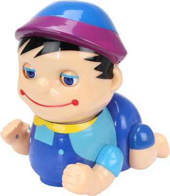 

BIG MONKEY TOYS Naughty Crawling Baby Boy Musical Toy ((Blue)