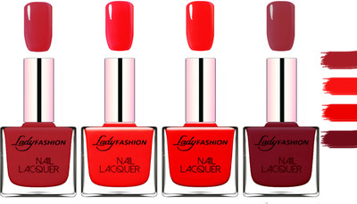 

Lady Fashion Extra Shine Extra Long Stay Chip Resistant Nail Polish Dark Red,Bright Red,Bright Red,Voilet(Pack of 4)