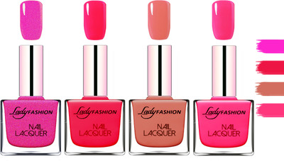 

Lady Fashion Extra Shine Extra Long Stay Chip Resistant Nail Polish Mettalic Pink,Sweet Red,Nude,Pink(Pack of 4)