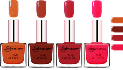 

Lady Fashion Extra Shine Extra Long Stay Chip Resistant Nail Polish Copper,Coffee,Dark Red,Sweet Red(Pack of 4)