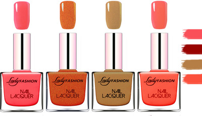 

Lady Fashion Extra Shine Extra Long Stay Chip Resistant Nail Polish Baby Pink,Copper,Mettalic Brown,Light Orange(Pack of 4)