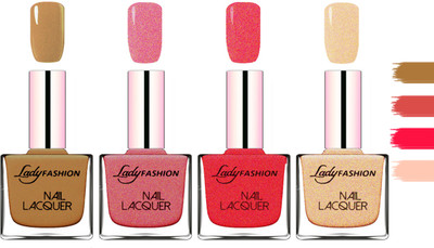 

Lady Fashion Extra Shine Extra Long Stay Chip Resistant Nail Polish Mettalic Brown,Mauve,Pink,Beach Nude(Pack of 4)