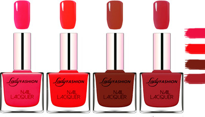 

Lady Fashion Extra Shine Extra Long Stay Chip Resistant Nail Polish Sweet Red,Juicy Red,Coffee,Dark Red(Pack of 4)