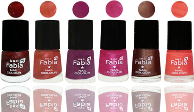 

FABIA 6pcs (6ml each) Glossy Shine Nail Polish Premium Collection for Wedding, Party, Collage Girls 167 Brick Red-Dark Peach-Shock Pink-Pink-Light Coffee-Peach(Pack of 6)