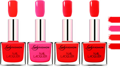 

Lady Fashion Extra Shine Extra Long Stay Chip Resistant Nail Polish Juicy Red,Pink,Bright Red,Bright Red(Pack of 4)
