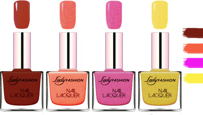 

Lady Fashion Extra Shine Extra Long Stay Chip Resistant Nail Polish Coffee,Orange Silk,Abricoat Rose,Golden(Pack of 4)