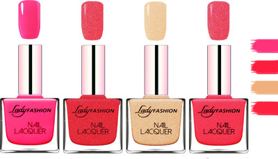 

Lady Fashion Extra Shine Extra Long Stay Chip Resistant Nail Polish Pink,Pink,Beach Nude,Bright Pink(Pack of 4)