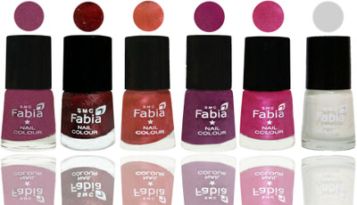 

FABIA 6pcs (6ml each) Glossy Shine Nail Polish Premium Collection for Wedding, Party, Collage Girls 152 Dark Cherry Blossom-Brick Red-Dark Peach-Shock Pink-Pink-White(Pack of 6)