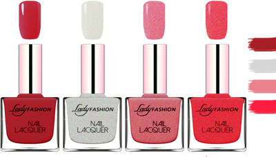

Lady Fashion Extra Shine Extra Long Stay Chip Resistant Nail Polish Dark Red,Grey,Mauve,Pink(Pack of 4)