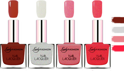 

Lady Fashion Extra Shine Extra Long Stay Chip Resistant Nail Polish Coffee,Grey,Mauve,Pink(Pack of 4)