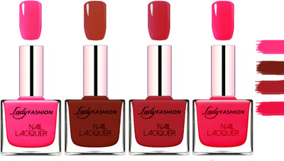 

Lady Fashion Extra Shine Extra Long Stay Chip Resistant Nail Polish Pink,Coffee,Dark Red,Sweet Red(Pack of 4)