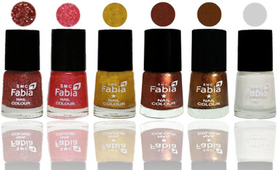 

FABIA 6pcs (6ml each) Glossy Shine Nail Polish Premium Collection for Wedding, Party, Collage Girls 255 Jerry Wine-Jerry Pink-Jerry Golden-Light Jerry Coffee-Dark Golden-Top Coat(Pack of 6)