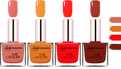 

Lady Fashion Extra Shine Extra Long Stay Chip Resistant Nail Polish Nude,Nude,Juicy Red,Coffee(Pack of 4)