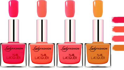 

Lady Fashion Extra Shine Extra Long Stay Chip Resistant Nail Polish Sweet Red,Mettalic Brown,Light Orange,Baby Pink(Pack of 4)