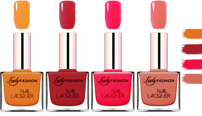 

Lady Fashion Extra Shine Extra Long Stay Chip Resistant Nail Polish Nude,Dark Red,Sweet Red,Nude(Pack of 4)