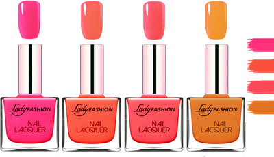 

Lady Fashion Extra Shine Extra Long Stay Chip Resistant Nail Polish Pink,Mettalic Brown,Light Orange,Baby Pink(Pack of 4)