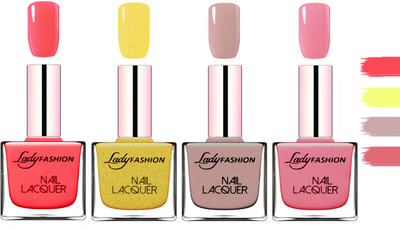 

Lady Fashion Extra Shine Extra Long Stay Chip Resistant Nail Polish Baby Pink,Golden,Silky Purple,Silky Pink(Pack of 4)