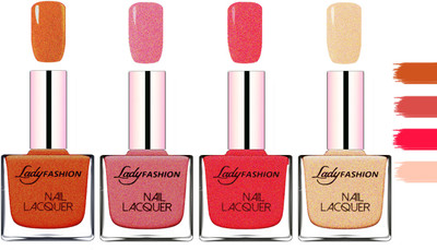 

Lady Fashion Extra Shine Extra Long Stay Chip Resistant Nail Polish Copper,Mauve,Pink,Beach Nude(Pack of 4)