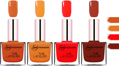 

Lady Fashion Extra Shine Extra Long Stay Chip Resistant Nail Polish Copper,Nude,Juicy Red,Coffee(Pack of 4)