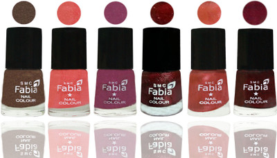 

FABIA 6pcs (6ml each) Glossy Shine Nail Polish Premium Collection for Wedding, Party, Collage Girls 37 Everglade-Light Peach-Dark Cherry Blossom-Brick Red-Dark Peach-Royal Red(Pack of 6)