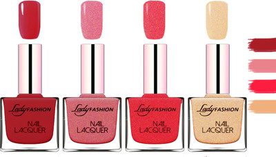 

Lady Fashion Extra Shine Extra Long Stay Chip Resistant Nail Polish Dark Red,Mauve,Pink,Beach Nude(Pack of 4)