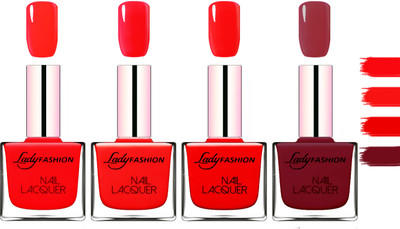 

Lady Fashion Extra Shine Extra Long Stay Chip Resistant Nail Polish Juicy Red,Bright Red,Bright Red,Voilet(Pack of 4)