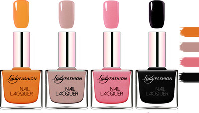 

Lady Fashion Extra Shine Extra Long Stay Chip Resistant Nail Polish Nude,Silky Purple,Silky Pink,Black(Pack of 4)