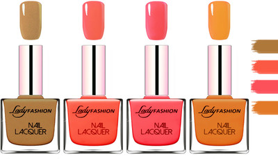 

Lady Fashion Extra Shine Extra Long Stay Chip Resistant Nail Polish Mettalic Brown,Light Orange,Baby Pink,Nude(Pack of 4)
