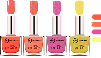 

Lady Fashion Extra Shine Extra Long Stay Chip Resistant Nail Polish Light Orange,Orange Silk,Abricoat Rose,Golden(Pack of 4)