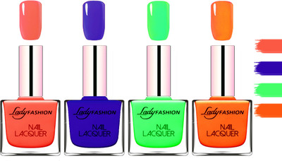 

Lady Fashion Extra Shine Extra Long Stay Chip Resistant Nail Polish Light Orange,Blue,Light Green,Juicy Orange(Pack of 4)