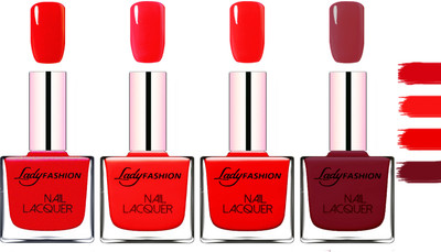 

Lady Fashion Extra Shine Extra Long Stay Chip Resistant Nail Polish Red,Bright Red,Bright Red,Voilet(Pack of 4)