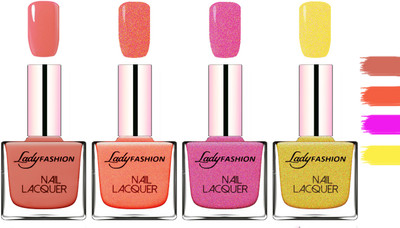 

Lady Fashion Extra Shine Extra Long Stay Chip Resistant Nail Polish Nude,Orange Silk,Abricoat Rose,Golden(Pack of 4)
