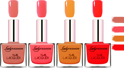 

Lady Fashion Extra Shine Extra Long Stay Chip Resistant Nail Polish Nude,Light Orange,Baby Pink,Nude(Pack of 4)