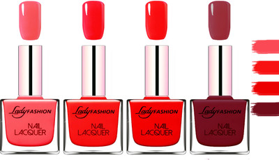

Lady Fashion Extra Shine Extra Long Stay Chip Resistant Nail Polish Baby Pink,Pink,Bright Red,Bright Red(Pack of 4)