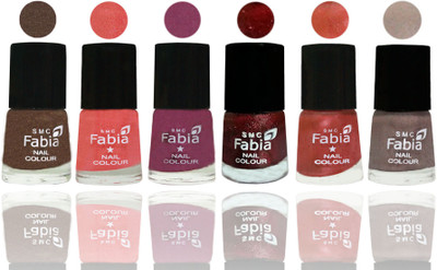 

FABIA 6pcs (6ml each) Glossy Shine Nail Polish Premium Collection for Wedding, Party, Collage Girls 14 Everglade-Light Peach-Dark Cherry Blossom-Brick Red-Dark Peach-Light Beige(Pack of 6)