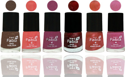 

FABIA 6pcs (6ml each) Glossy Shine Nail Polish Premium Collection for Wedding, Party, Collage Girls 20 Everglade-Light Peach-Dark Cherry Blossom-Brick Red-Dark Peach-Light Plum(Pack of 6)