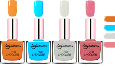 

Lady Fashion Extra Shine Extra Long Stay Chip Resistant Nail Polish Nude,Sky Blue,Grey,Mauve(Pack of 4)
