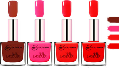 

Lady Fashion Extra Shine Extra Long Stay Chip Resistant Nail Polish Coffee,Pink,Bright Red,Bright Red(Pack of 4)