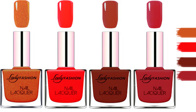 

Lady Fashion Extra Shine Extra Long Stay Chip Resistant Nail Polish Copper,Juicy Red,Coffee,Dark Red(Pack of 4)